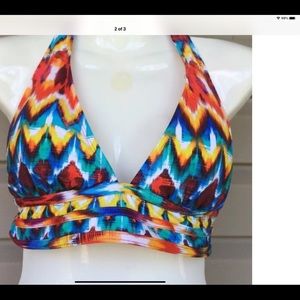 LA BLANCA SERENGETI BANDED HALTER BIKINI SWIM TOP